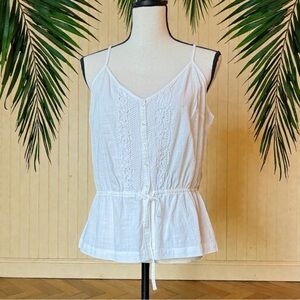 Abercrombie & Fitch White Lace Cami Tank Top NWT – Cotton Peplum - Size L
